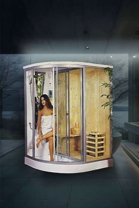 كابينة شاور مع ساونا خشب